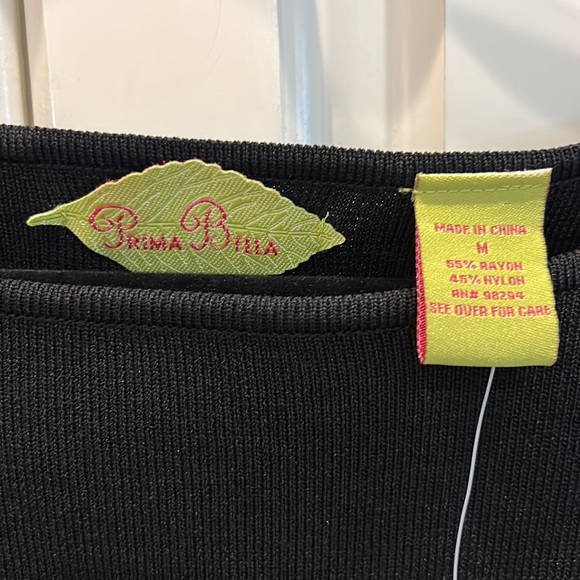 NWT! Vintage 2000 Prima Bella Black Knit Top w/ Satin Ribbon on sides - Picture 2 of 8